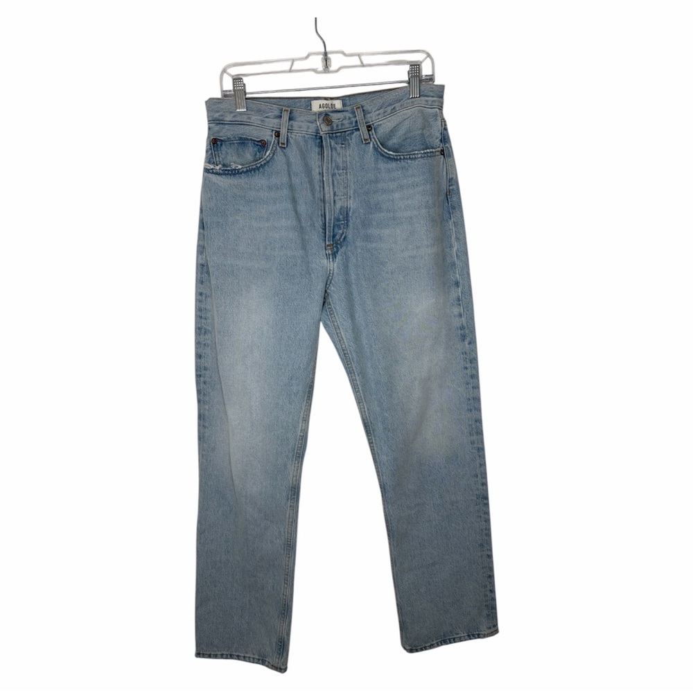 Agolde 90's Pinch Waist High Rise Straight Jeans in Navigate Size 29 Light Wash.